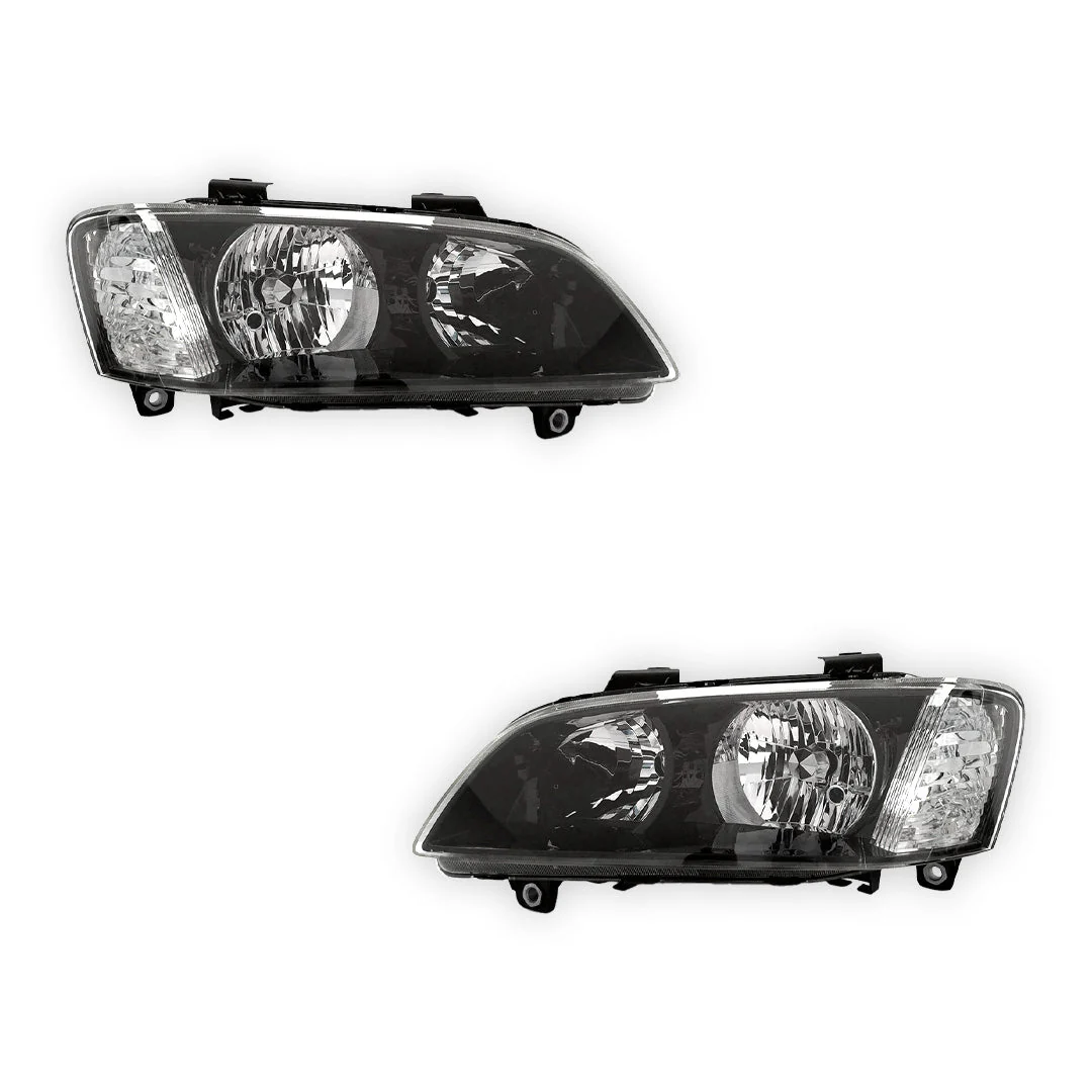 Holden Commodore VE Series 1 (2006 - 2010) Black OEM Style Headlights LH + RH - Image 2