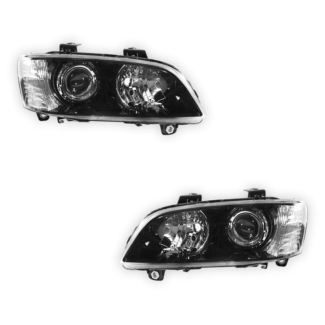 Holden Commodore VE Series 1 (2006 - 2010) Black Projector OEM Style Headlights LH + RH - Image 2