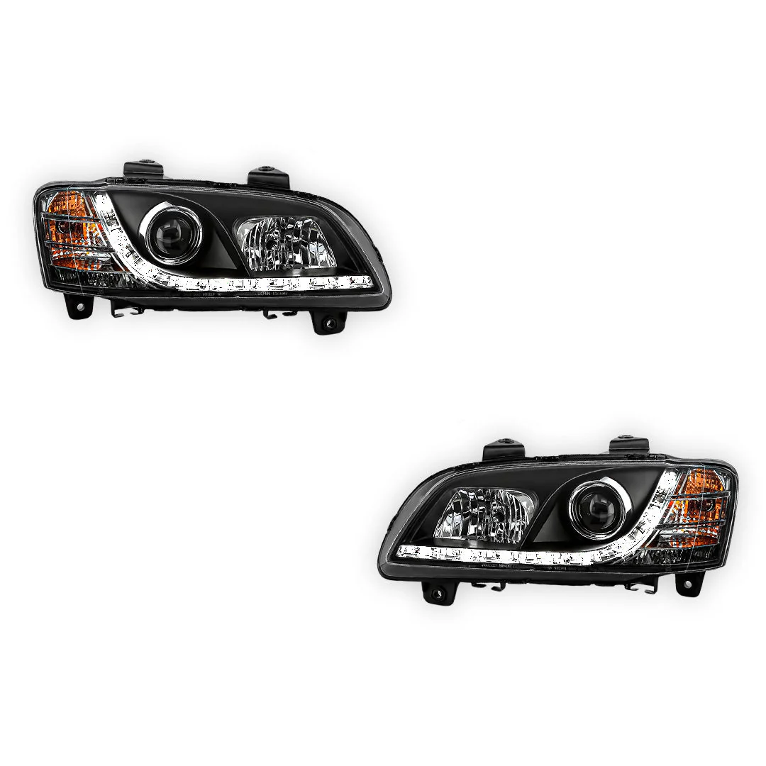 Holden Commodore VE Series 2 (2010 - 2013) Black DRL LED Headlights LH + RH - Image 2