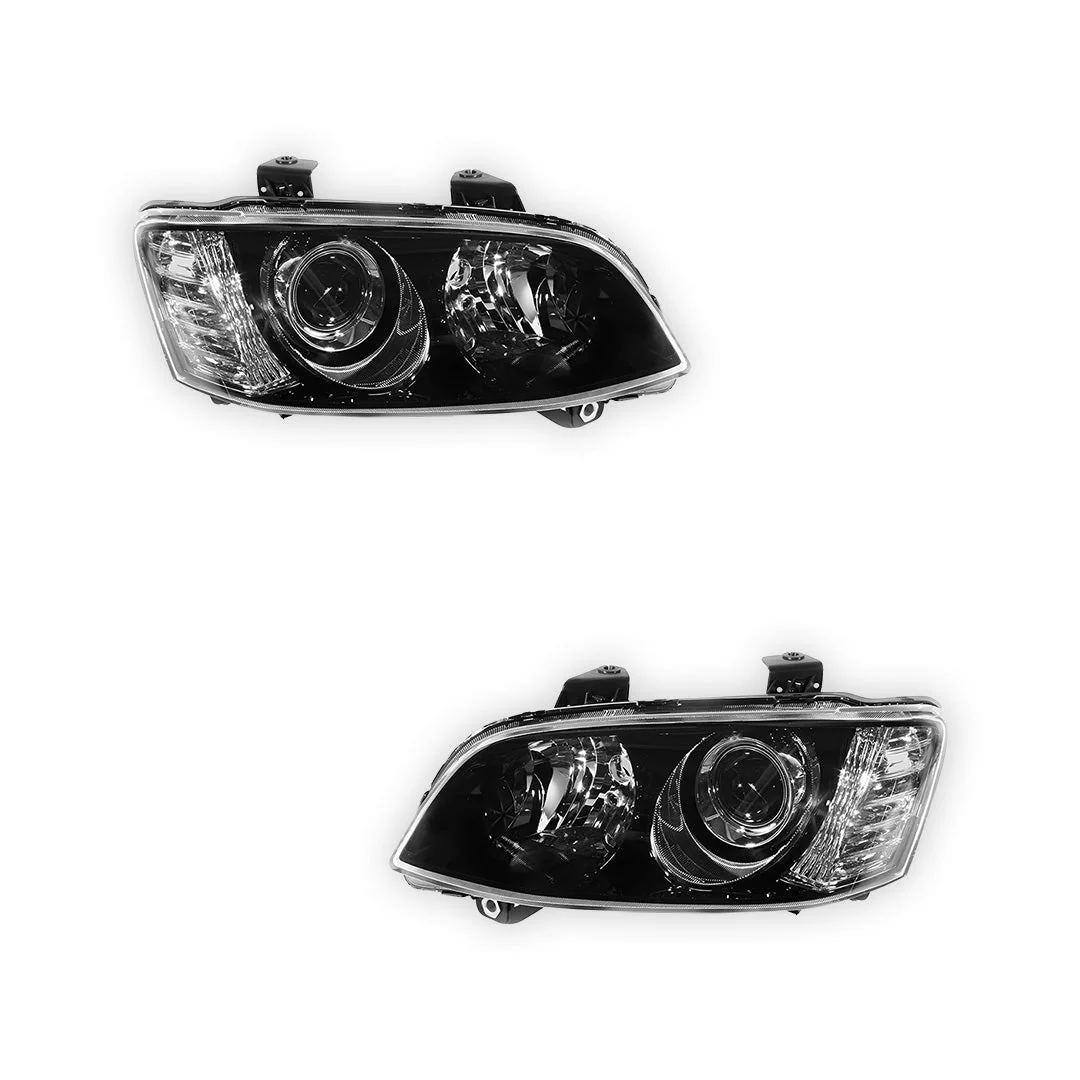 Holden Commodore VE Series 2 (2010 - 2013) Black Projector Headlights LH + RH - Image 2