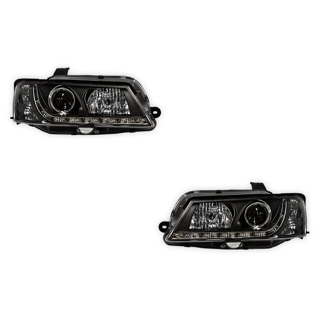 Holden Commodore VY (2002 - 2004) Black DRL LED Projector Headlights LH + RH - Image 6