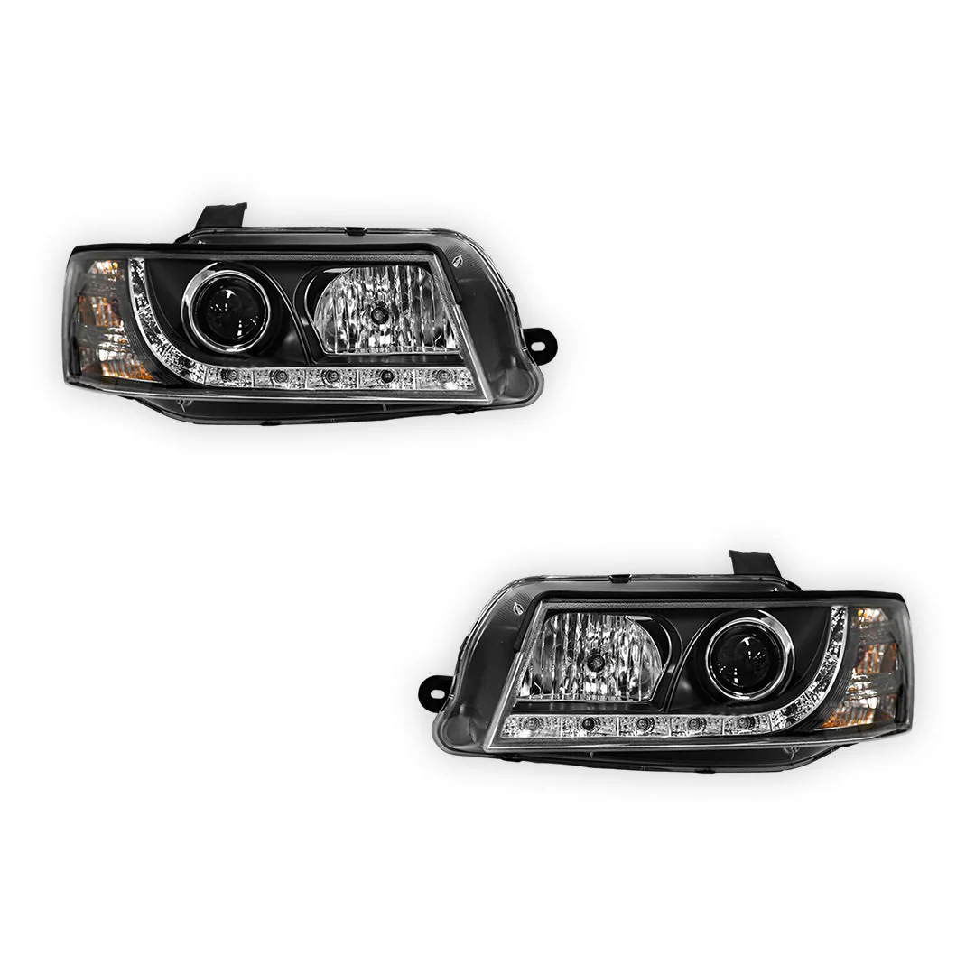 Holden Commodore VZ (2004 - 2007) Black DRL LED Projector Headlights LH + RH - Image 6