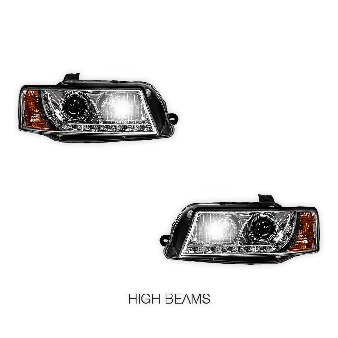 Holden Commodore VZ (2004 - 2007) Crystal Clear DRL LED Projector Headlights LH + RH - Image 2