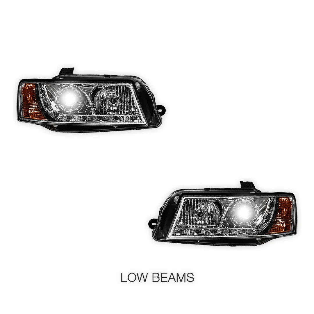 Holden Commodore VZ (2004 - 2007) Crystal Clear DRL LED Projector Headlights LH + RH - Image 3