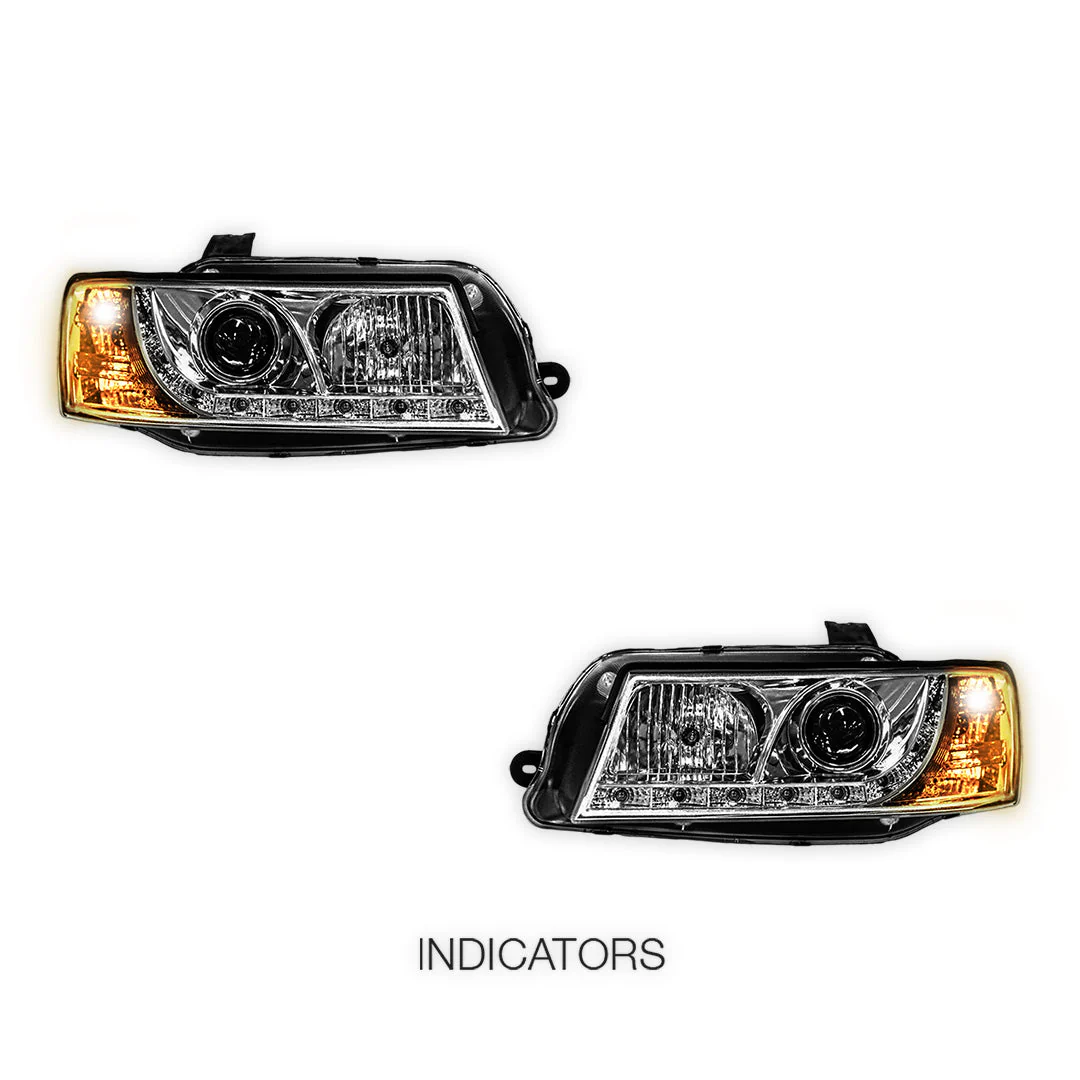 Holden Commodore VZ (2004 - 2007) Crystal Clear DRL LED Projector Headlights LH + RH - Image 4