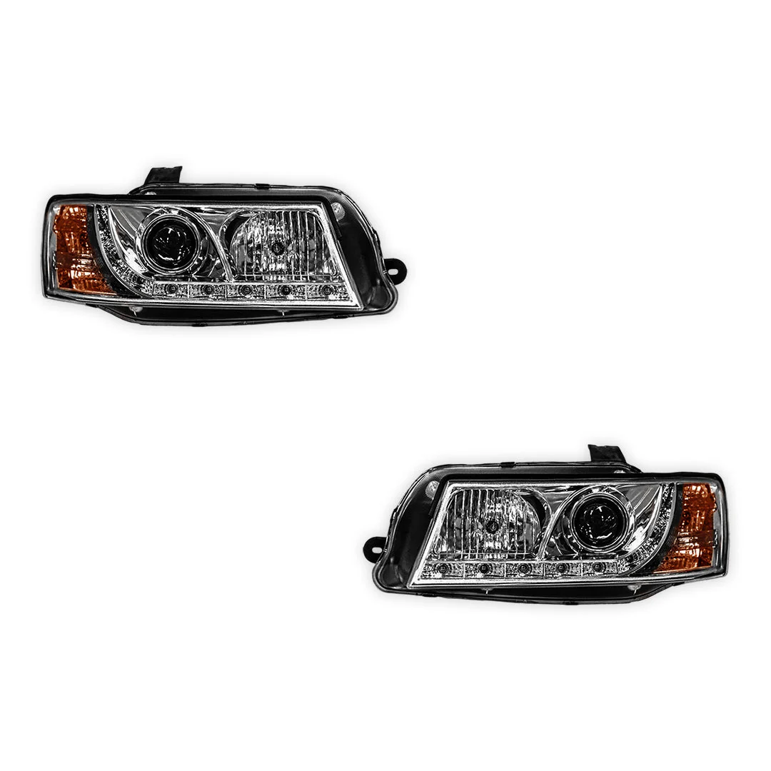 Holden Commodore VZ (2004 - 2007) Crystal Clear DRL LED Projector Headlights LH + RH - Image 6