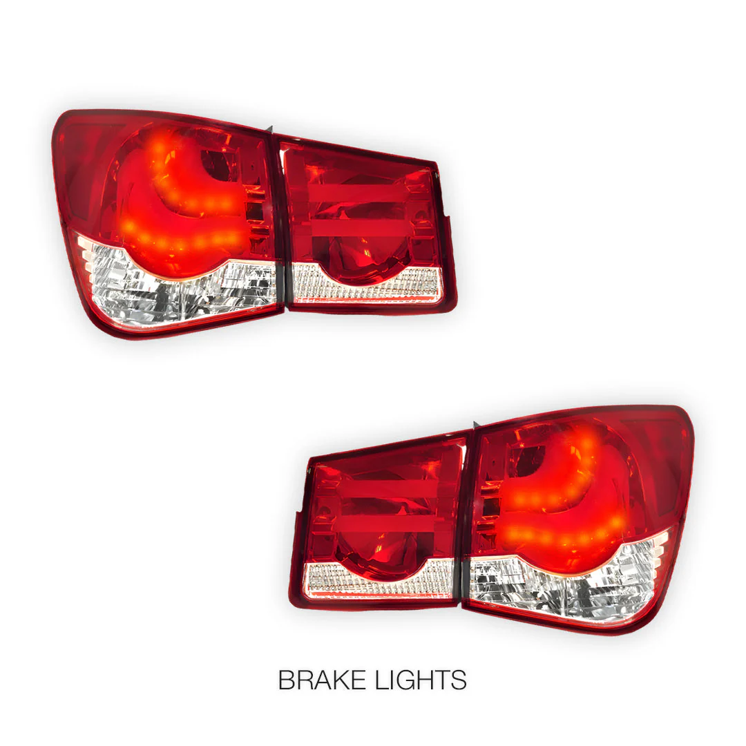 Holden Cruze JG / JH (2009 - 2016) Clear Red 3D LED Stripe Bar Tail Lights LH + RH - Image 3