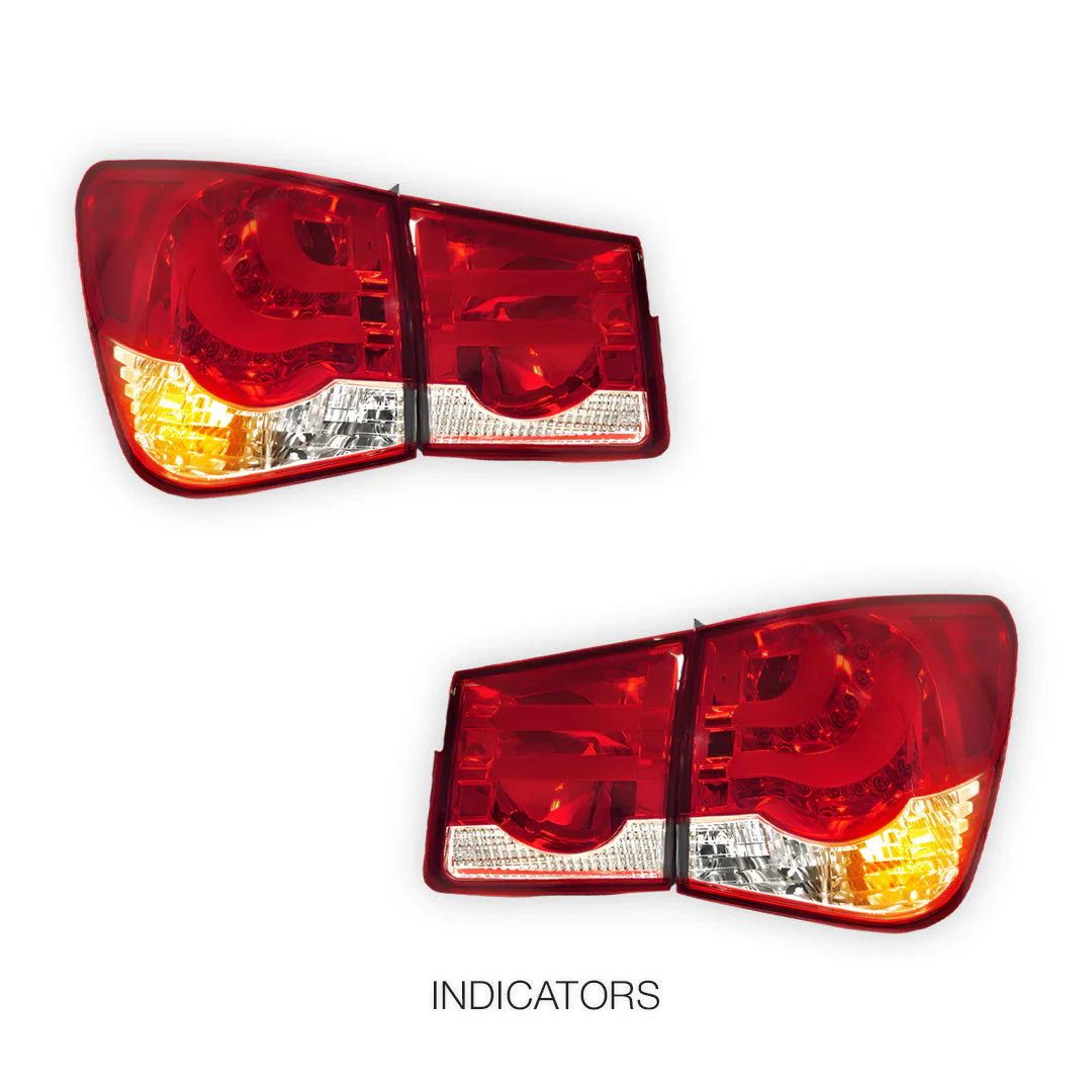 Holden Cruze JG / JH (2009 - 2016) Clear Red 3D LED Stripe Bar Tail Lights LH + RH - Image 4