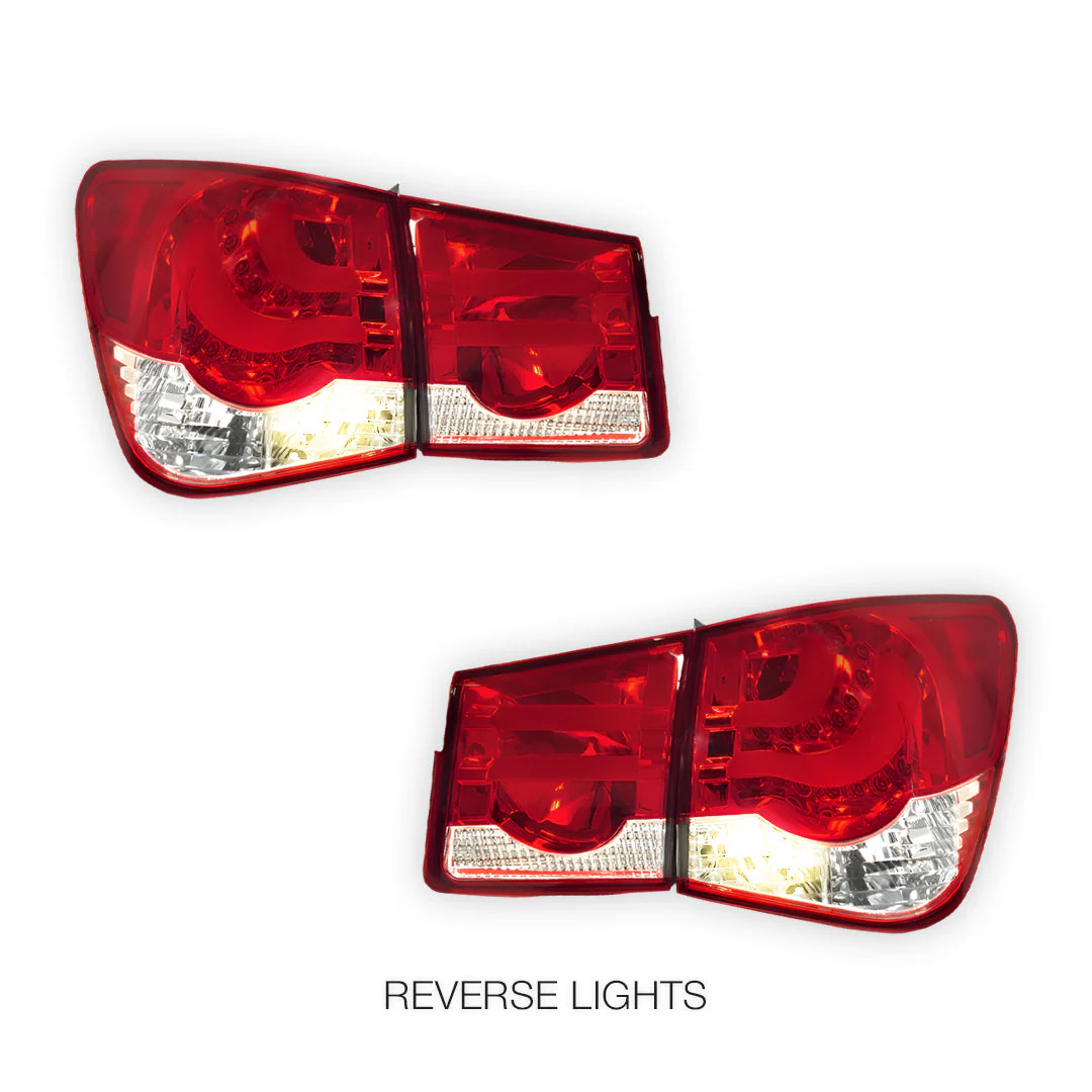 Holden Cruze JG / JH (2009 - 2016) Clear Red 3D LED Stripe Bar Tail Lights LH + RH - Image 5