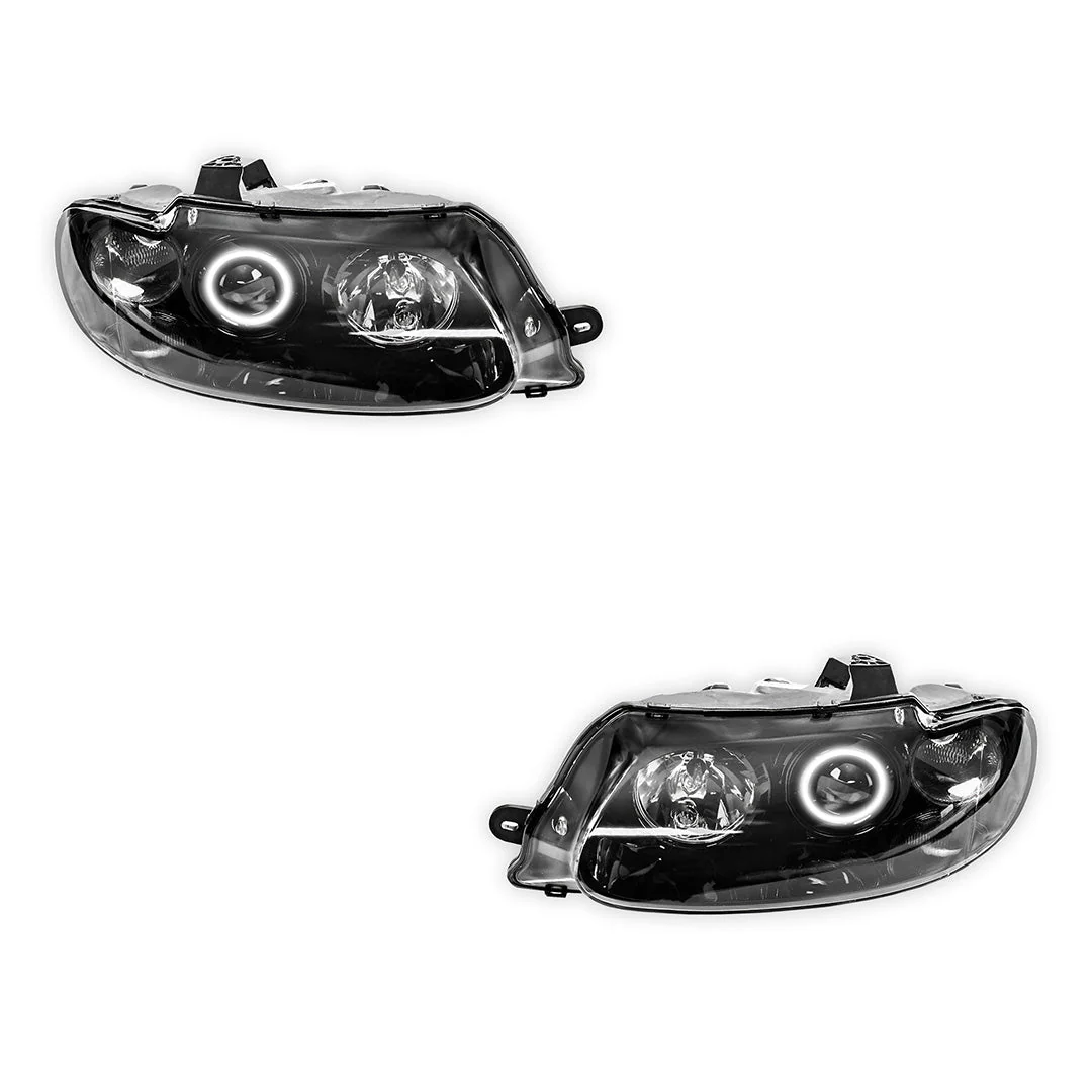 Holden Monaro VX / VY (2001 - 2004) Black LED Halo Angel Eyes Altezza Headlights LH + RH - Image 2