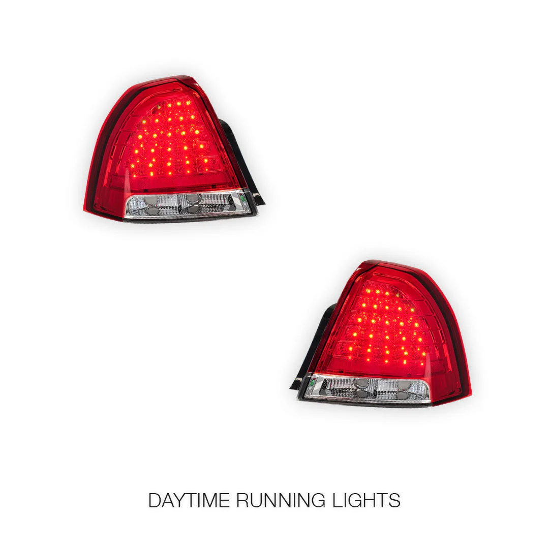 Holden Statesman WM (2006 - 2010) Clear Red LED Tail Lights LH + RH - Image 2