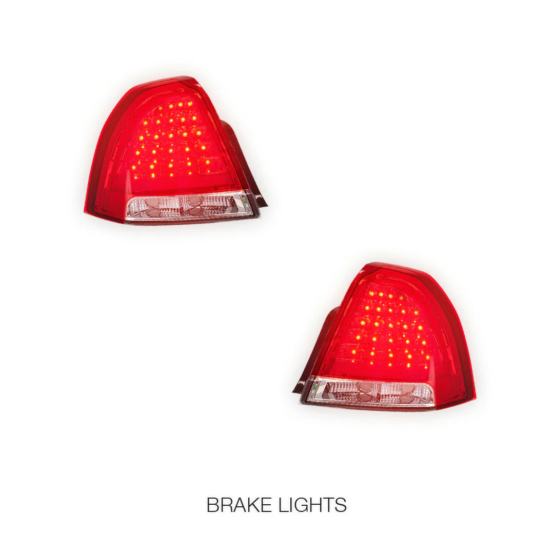 Holden Statesman WM (2006 - 2010) Clear Red LED Tail Lights LH + RH - Image 3