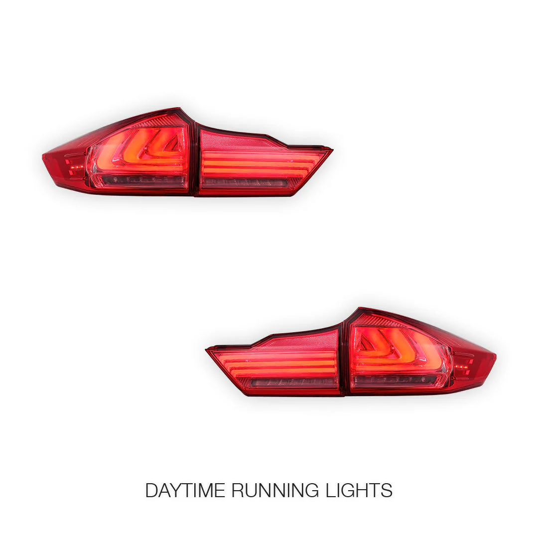 Honda City GM6 (2014 - 2017) BMW Style Sequential Red Smoked LED Tail Lights LH + RH - Image 2