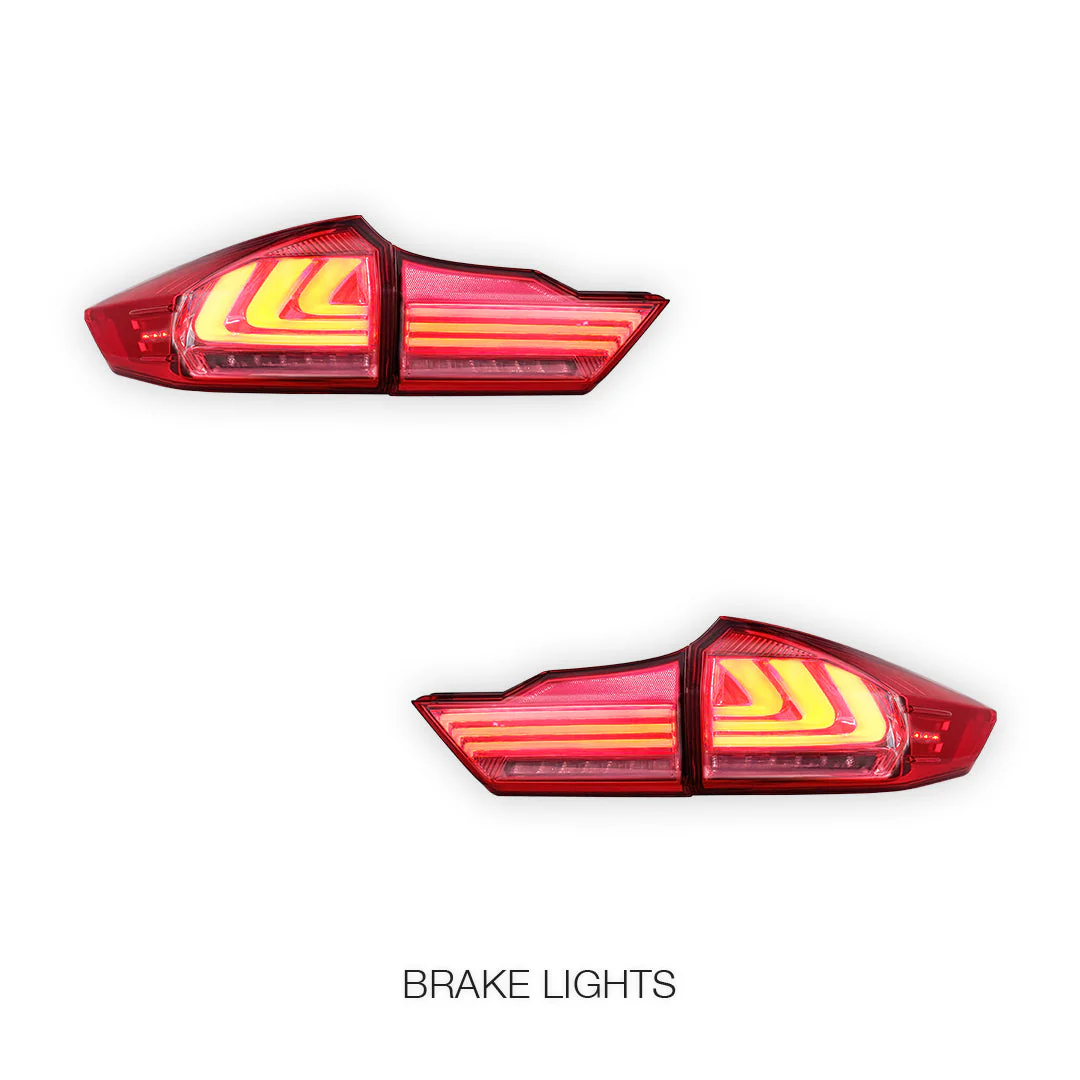 Honda City GM6 (2014 - 2017) BMW Style Sequential Red Smoked LED Tail Lights LH + RH - Image 3