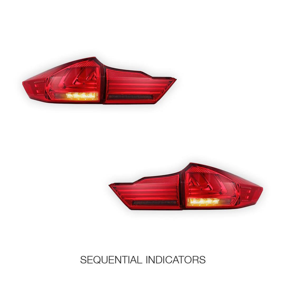 Honda City GM6 (2014 - 2017) BMW Style Sequential Red Smoked LED Tail Lights LH + RH - Image 4