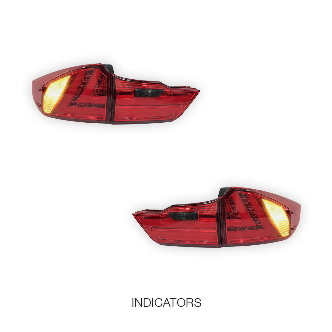 Honda City GM6 (2014 - 2017) Red Smoked LED Tail Lights LH + RH - Image 4
