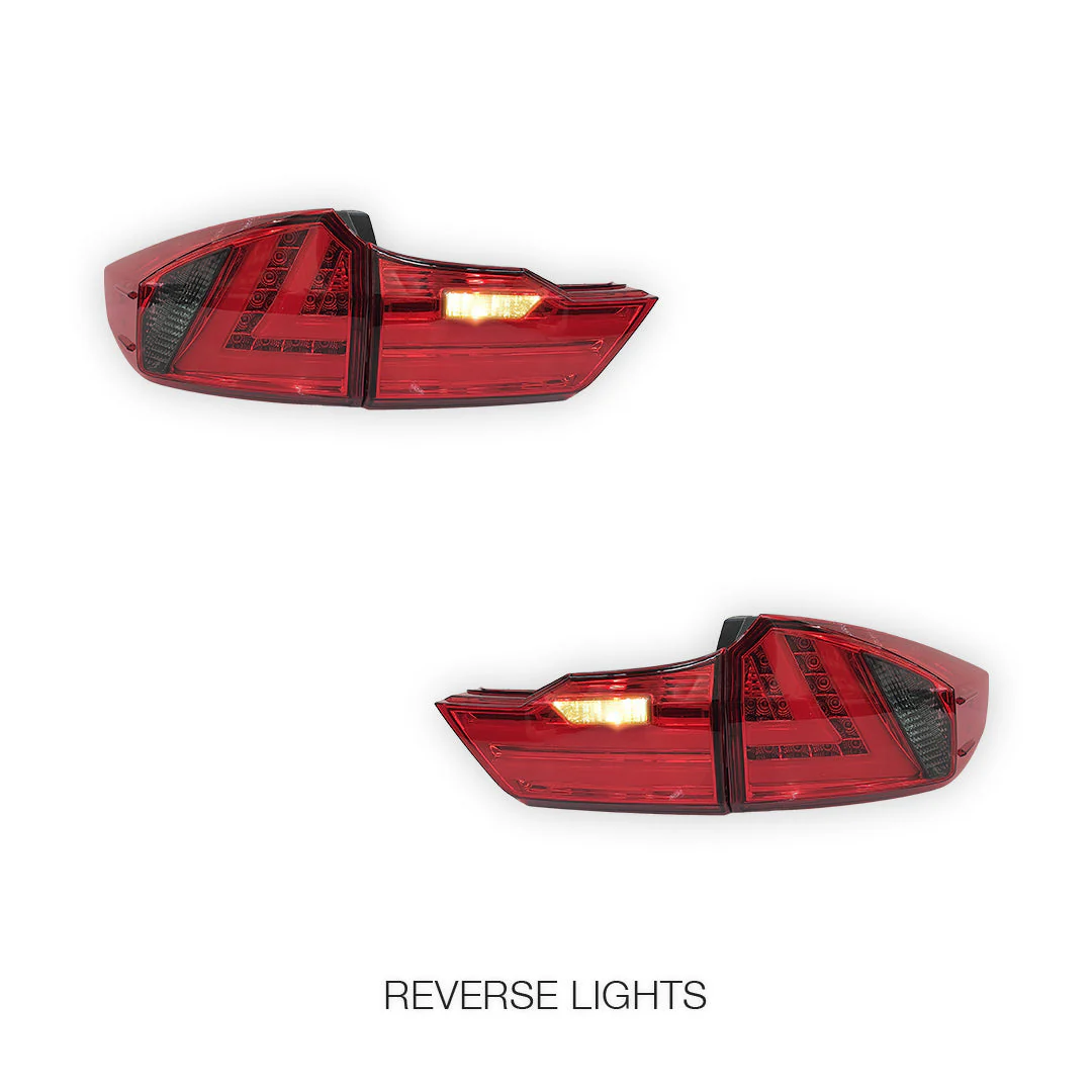 Honda City GM6 (2014 - 2017) Red Smoked LED Tail Lights LH + RH - Image 5