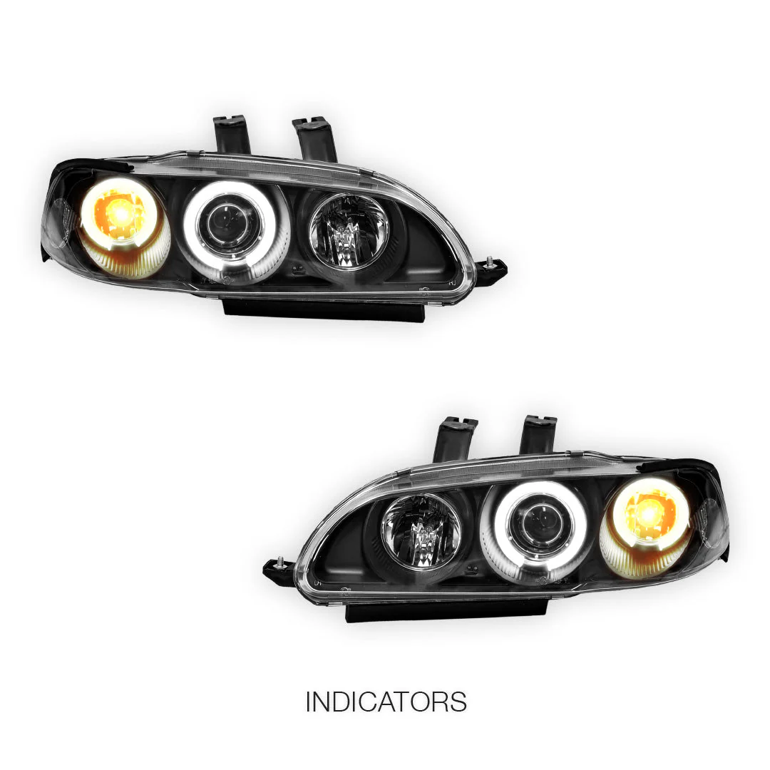 Honda Civic EG (1992 - 1995) LED DRL Angel-Eyes Projector Headlights LH + RH - Image 3