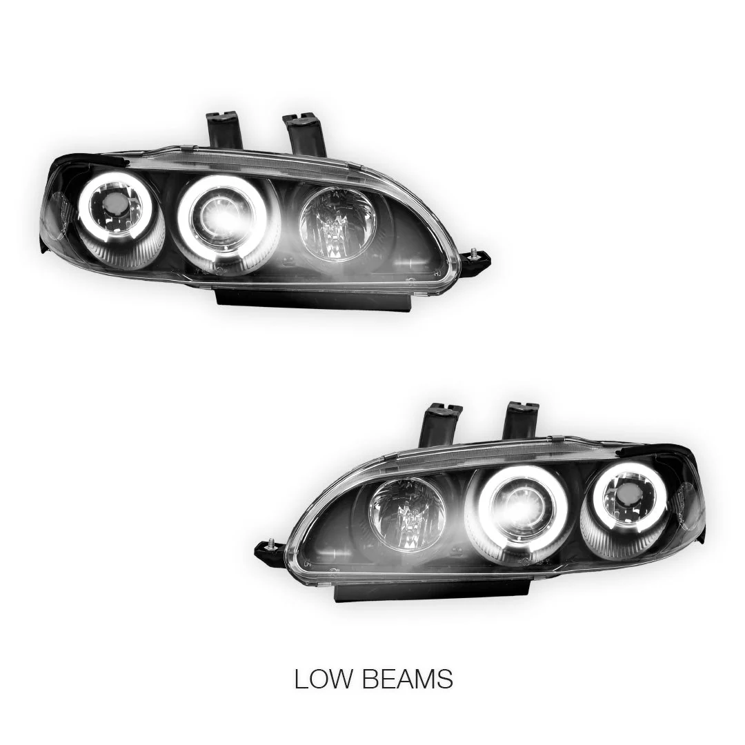 Honda Civic EG (1992 - 1995) LED DRL Angel-Eyes Projector Headlights LH + RH - Image 4