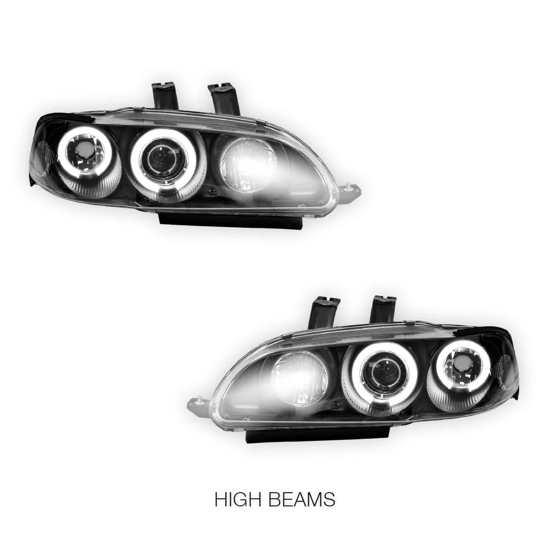 Honda Civic EG (1992 - 1995) LED DRL Angel-Eyes Projector Headlights LH + RH - Image 5