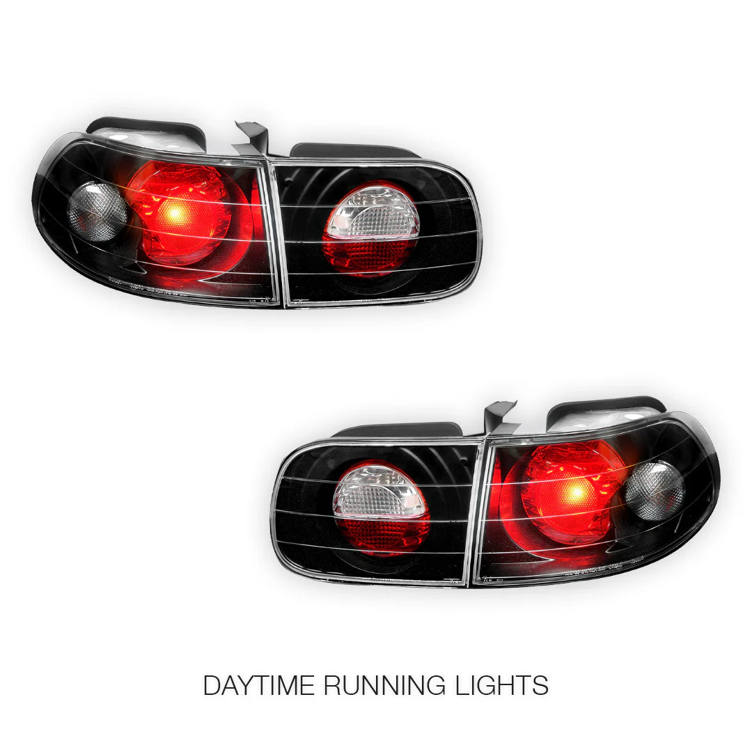 Honda Civic EG (1992 - 1995) Black Altezza Halogen Tail Lights LH + RH - Image 2