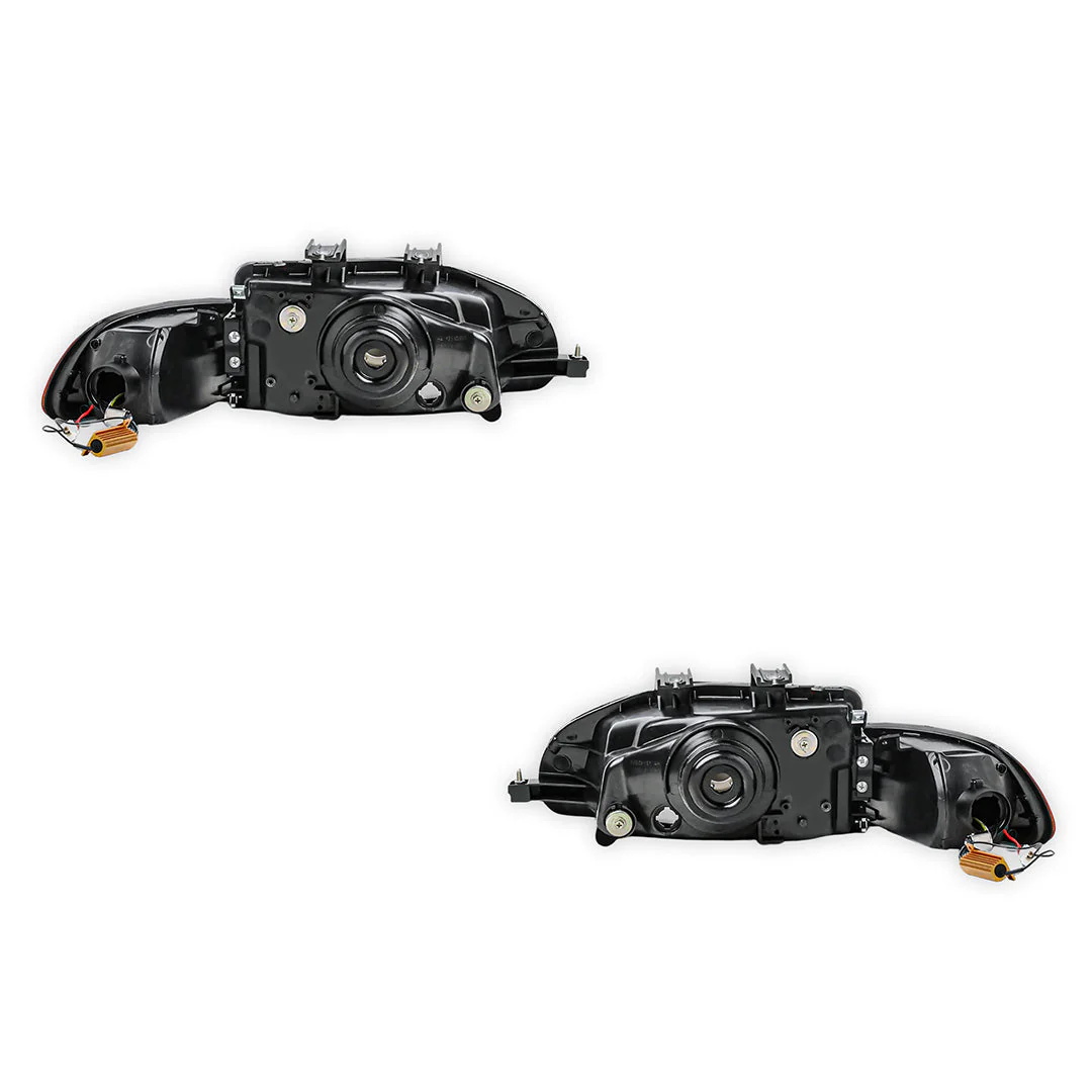 Honda Civic EG Hatchback (1991 - 1995) Black Headlights and Amber Corner Lights LH + RH - Image 3