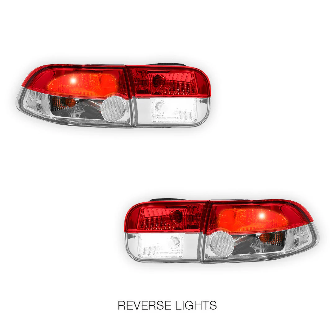 Honda Civic EH (1992 - 1995) JDM Clear Red Halogen Tail Lights LH + RH - Image 5