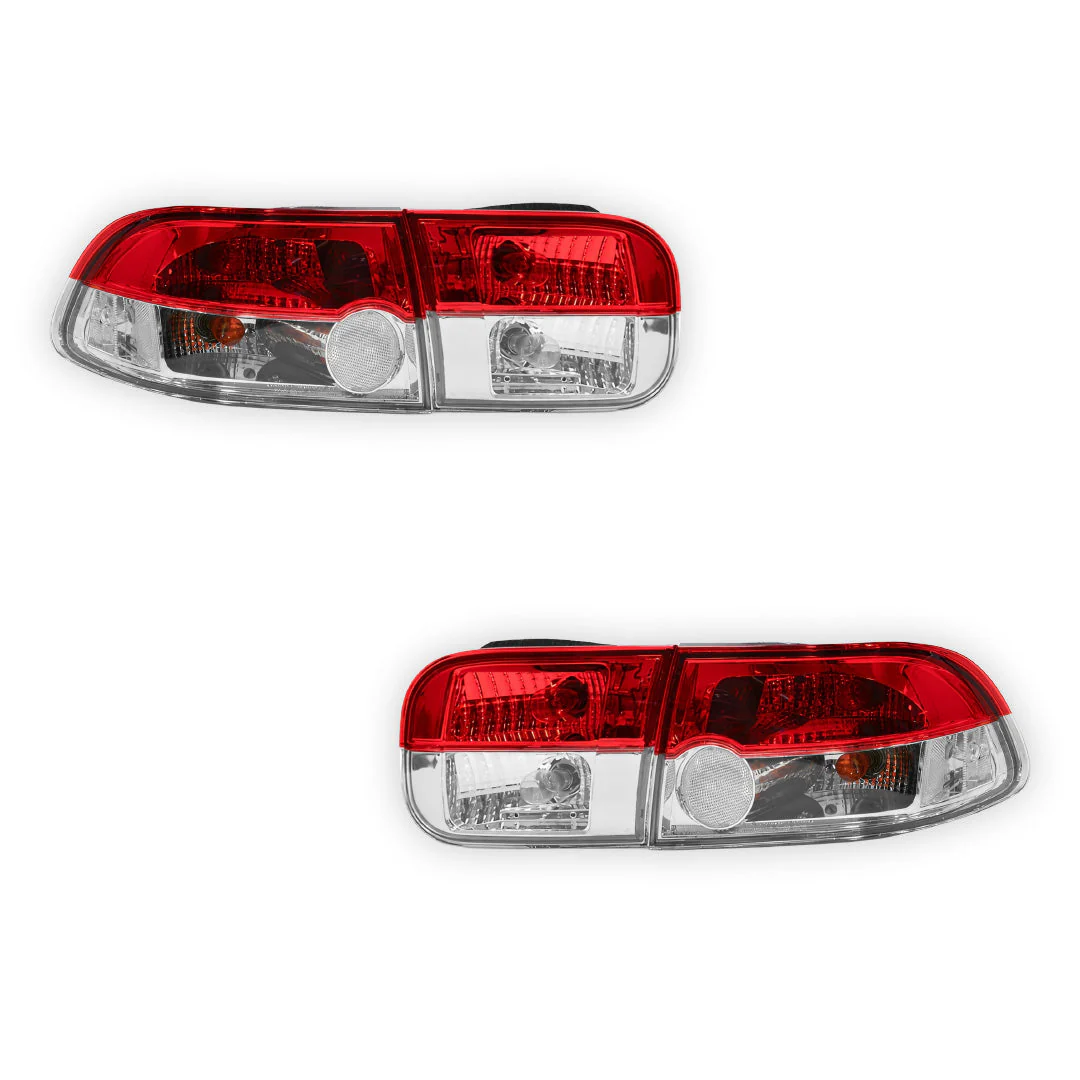 Honda Civic EH (1992 - 1995) JDM Clear Red Halogen Tail Lights LH + RH - Image 6