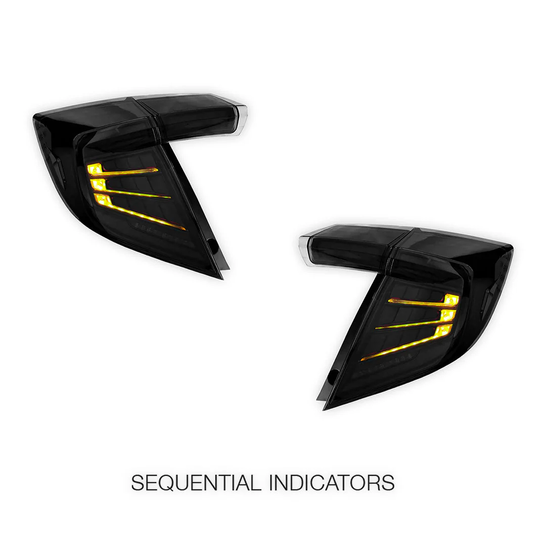 Honda Civic FK4 / FK7 / FK8 (2017 - 2023) Sequential Smoked LED Tail Lights LH + RH - Image 4