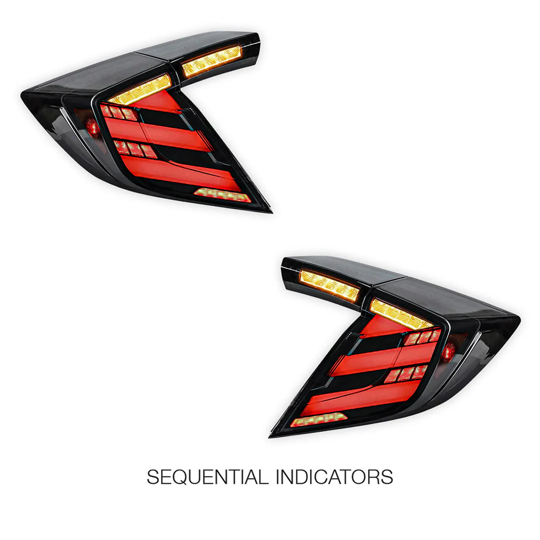 Honda Civic FK7 / FK8 Type R (2016 - 2022) Mugen Style Sequential Clear LED Tail Lights LH + RH - Image 5