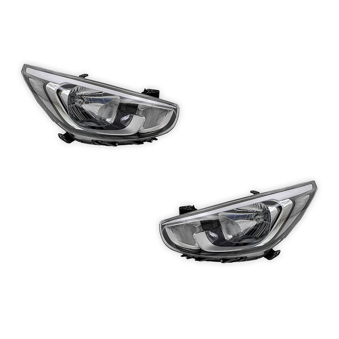 Hyundai Accent RB (2014 - 2017) Non-LED OEM Style Headlights LH + RH - Image 2