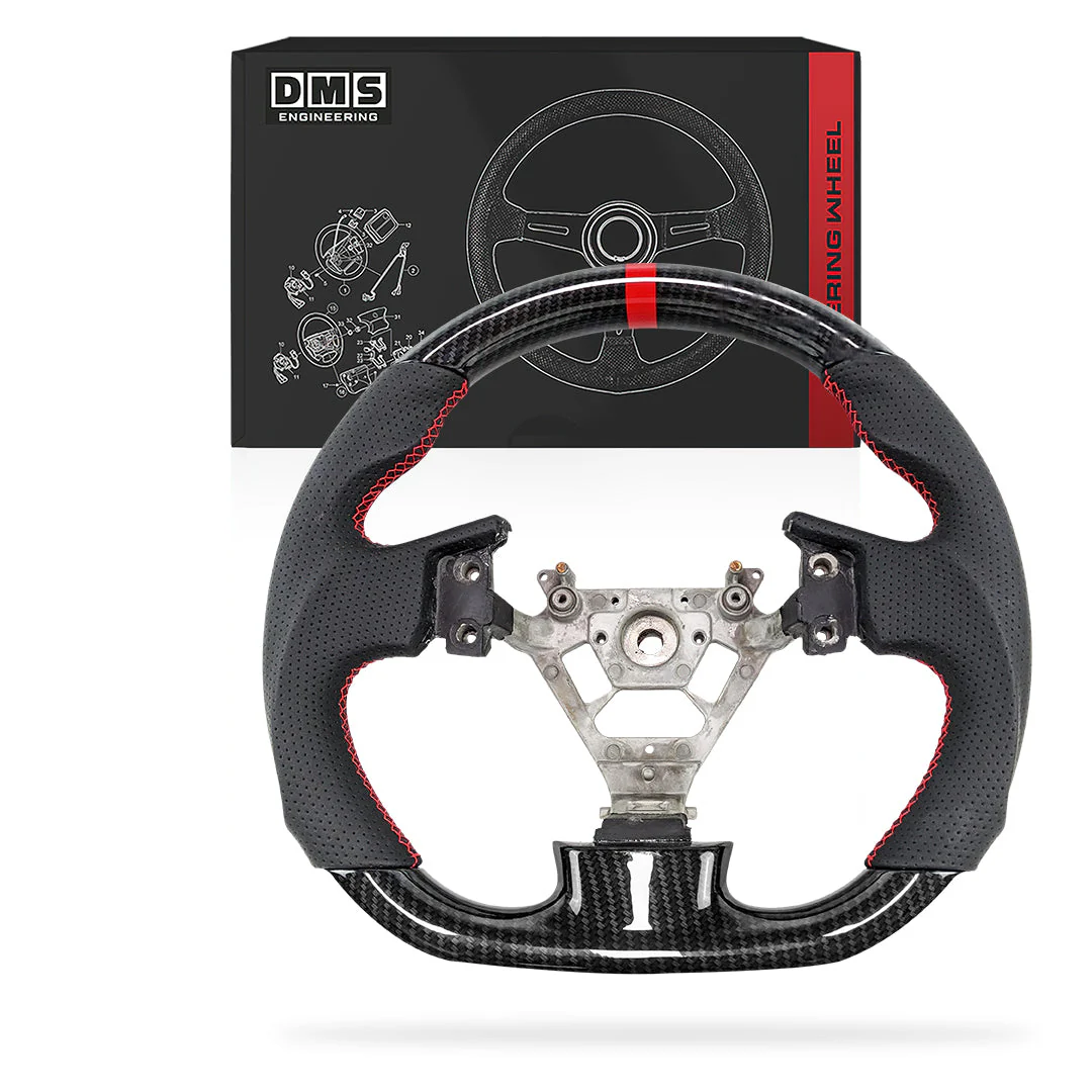 Infiniti G Line G35 (V35) (2001 - 2006) Hydro Carbon Leather Red Stitching + Centre Line Steering Wheel