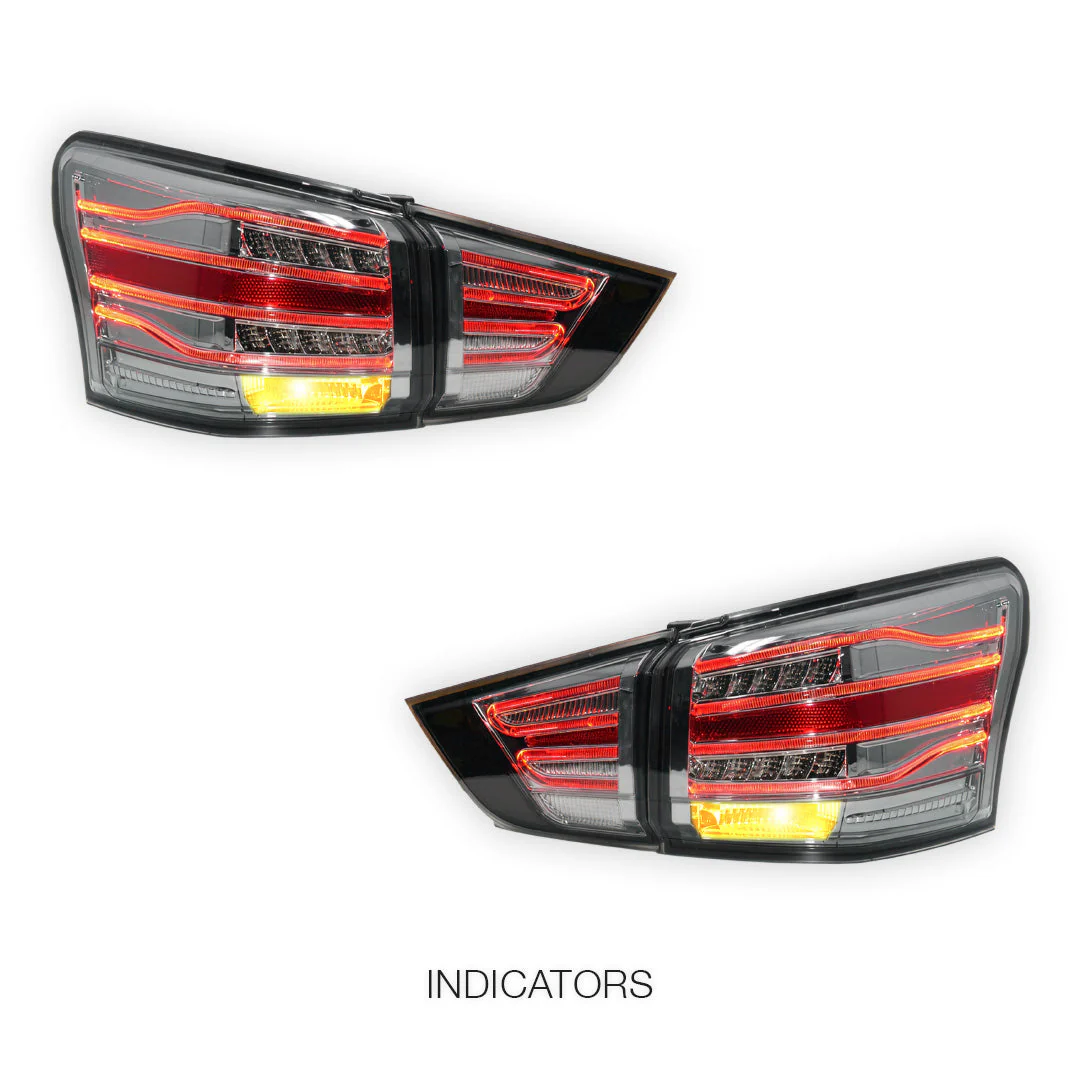 Isuzu MU-X (2013 - 2016) Smoked Black 3D LED Stripe Bar Tail Lights LH + RH - Image 3