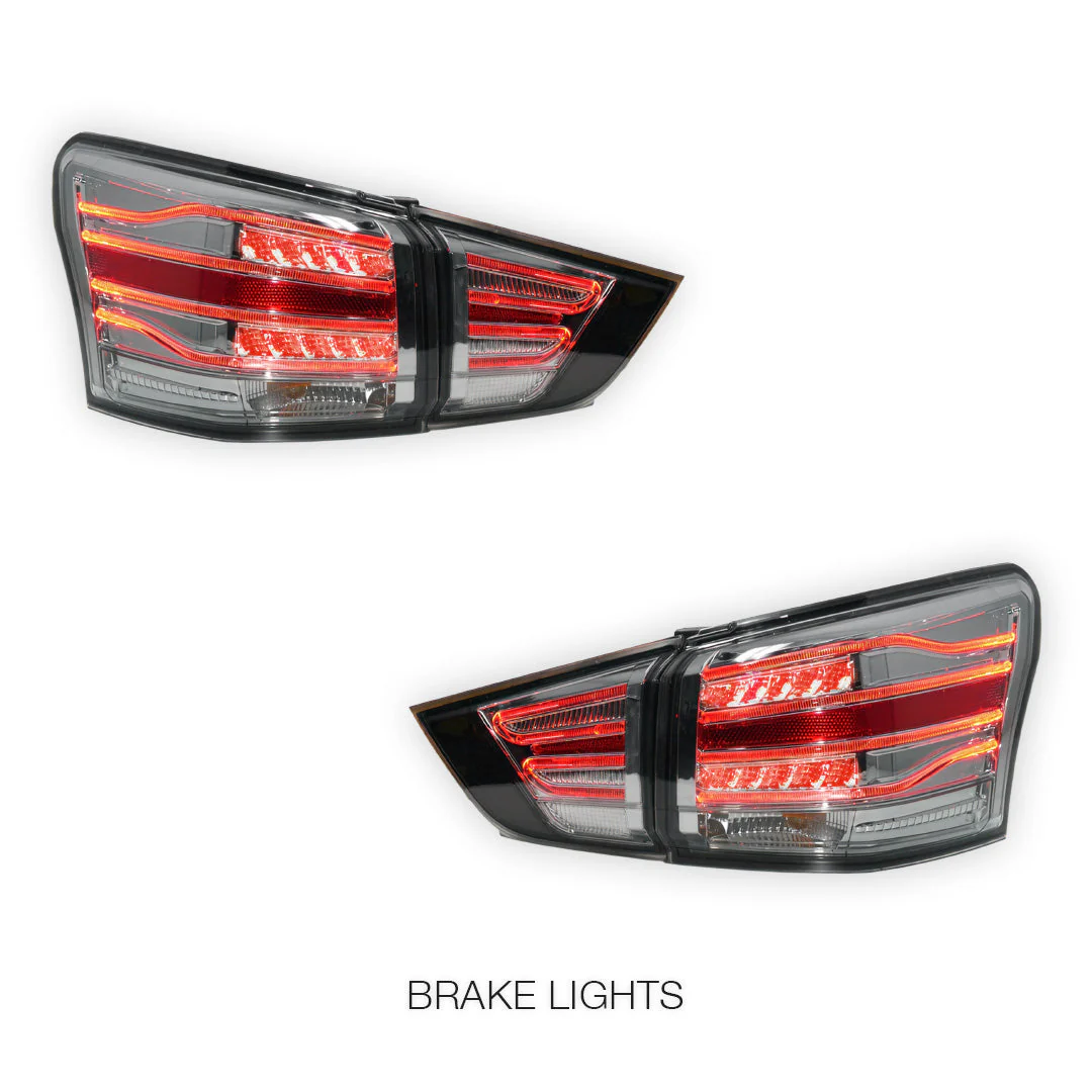 Isuzu MU-X (2013 - 2016) Smoked Black 3D LED Stripe Bar Tail Lights LH + RH - Image 4