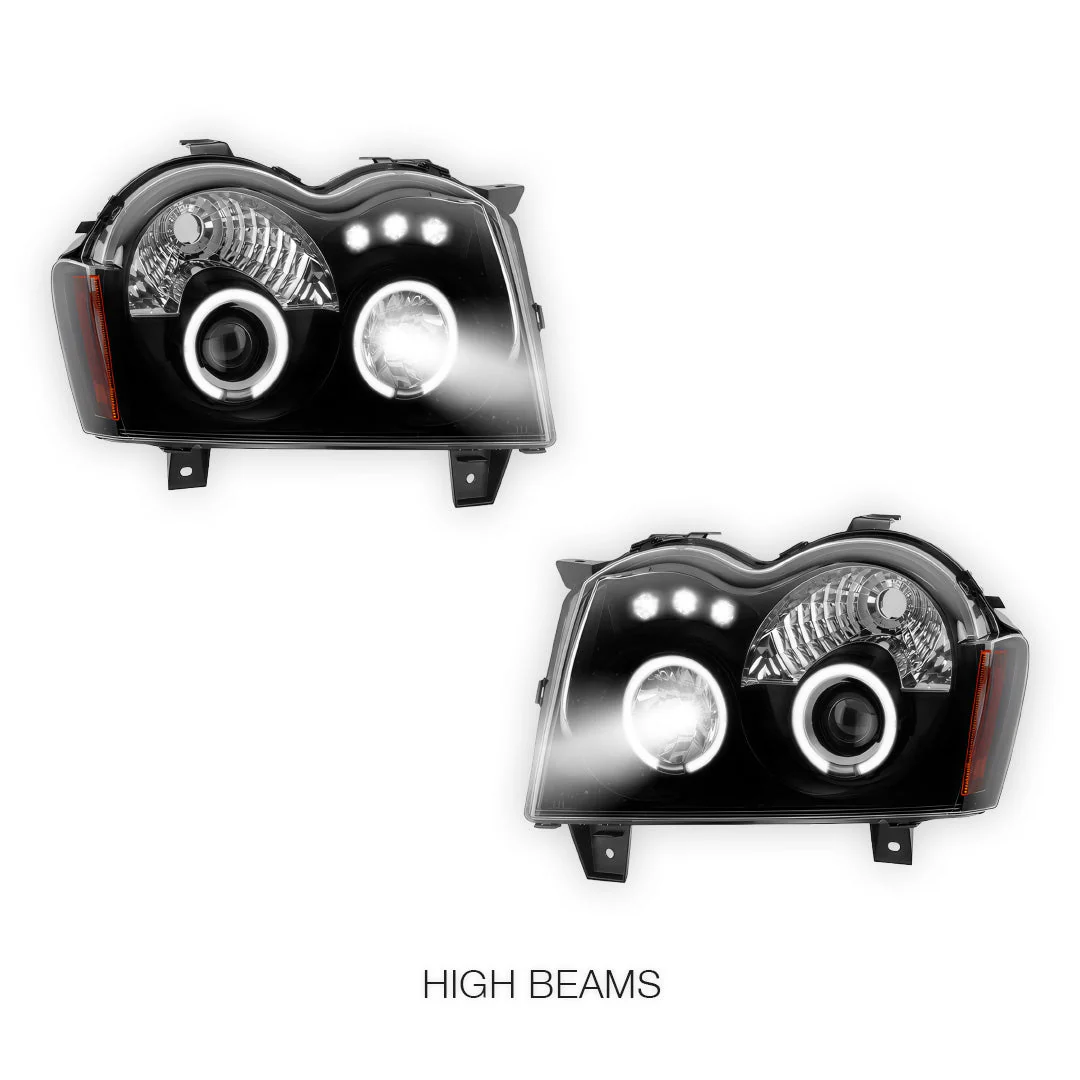Jeep Grand Cherokee WH (2005- 2010) LED DRL Angel-Eyes Projector Headlights LH + RH - Image 11