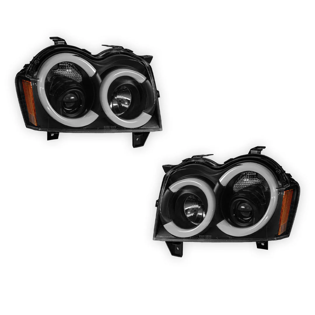 Jeep Grand Cherokee WH (2005- 2010) LED DRL Angel-Eyes Projector Headlights LH + RH - Image 6