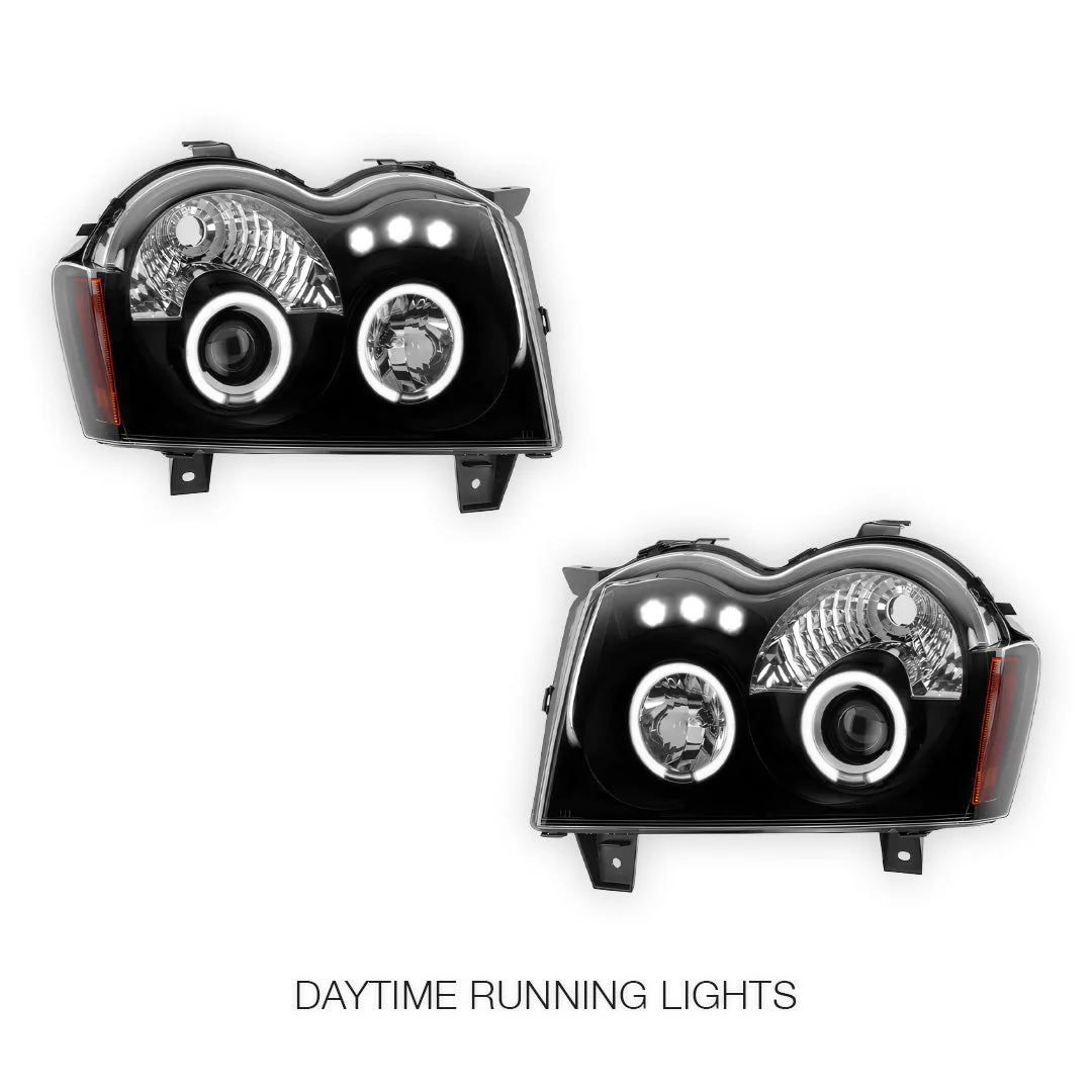 Jeep Grand Cherokee WH (2005- 2010) LED DRL Angel-Eyes Projector Headlights LH + RH - Image 8