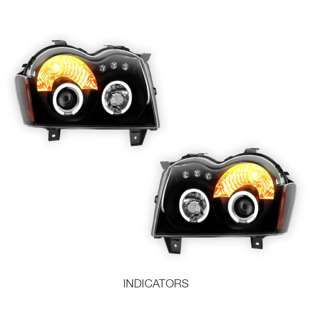 Jeep Grand Cherokee WH (2005- 2010) LED DRL Angel-Eyes Projector Headlights LH + RH - Image 9