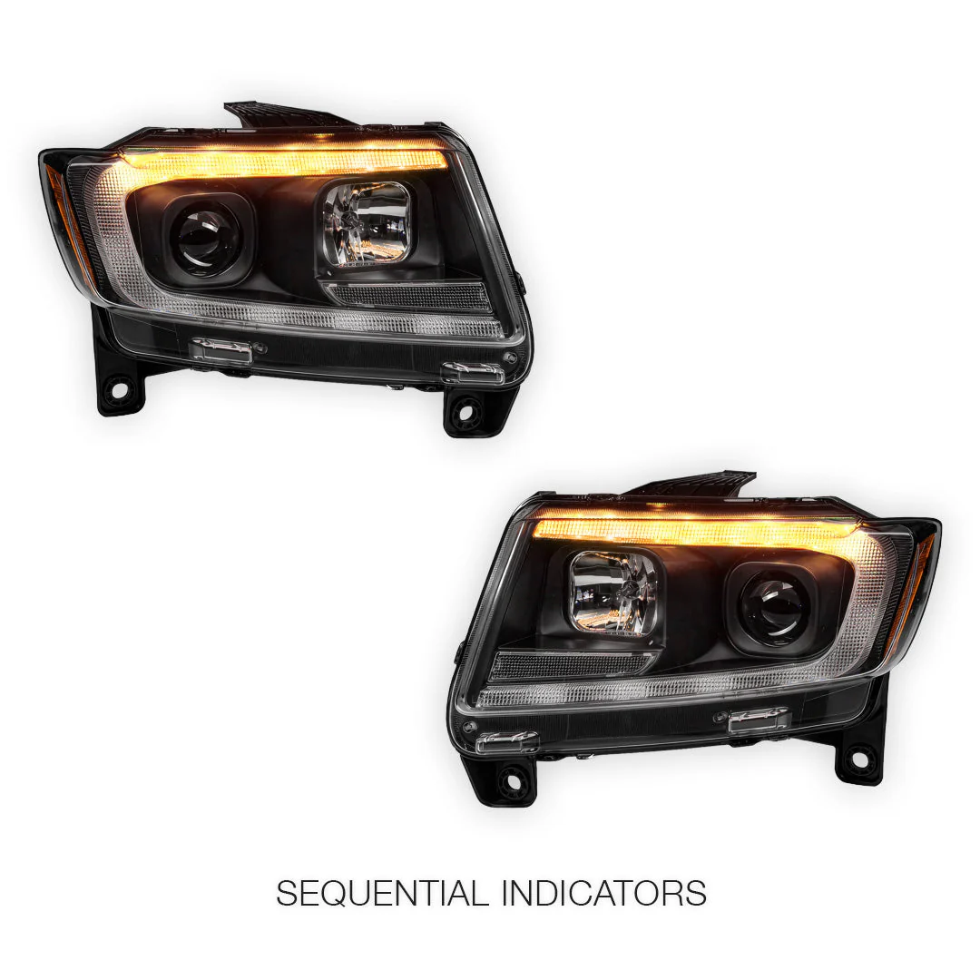 Jeep Grand Cherokee WK2 (2011- 2013) LED DRL Projector Headlights + Sequential Indicators LH + RH - Image 3