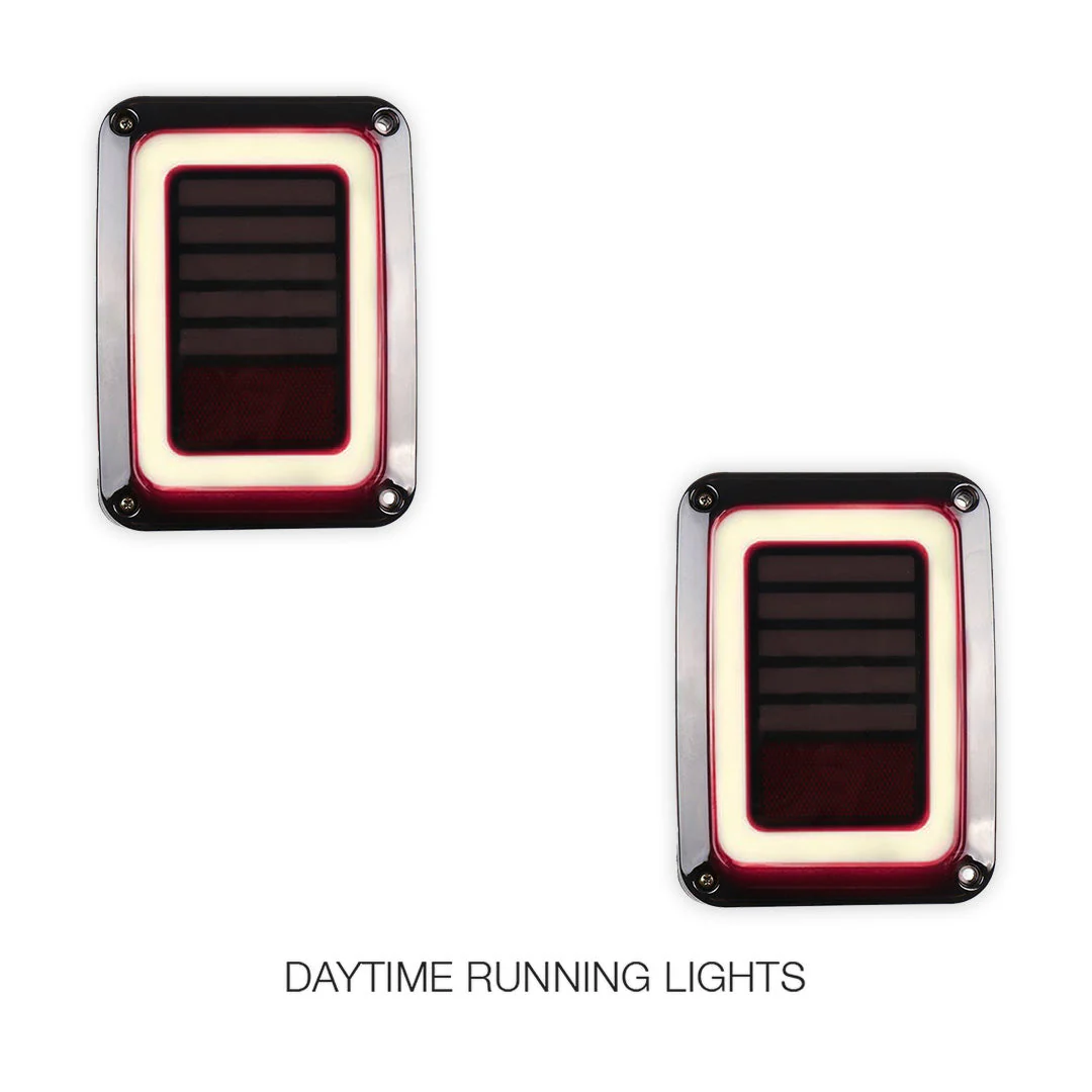 Jeep Wrangler JK (2007 - 2018) Black Smoked Tail Lights LH + RH - Image 2