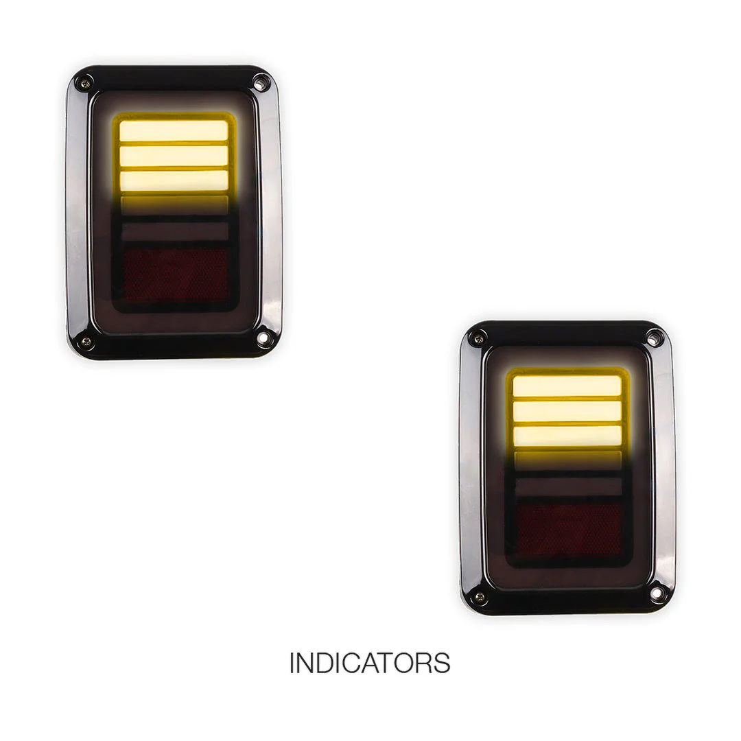 Jeep Wrangler JK (2007 - 2018) Black Smoked Tail Lights LH + RH - Image 4