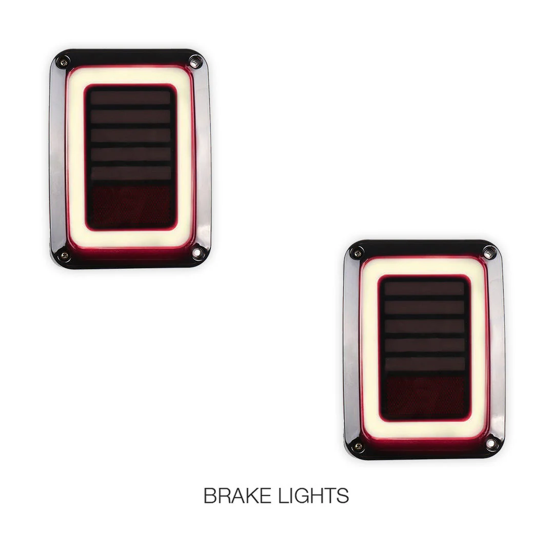 Jeep Wrangler JK (2007 - 2018) Black Smoked Tail Lights LH + RH - Image 5