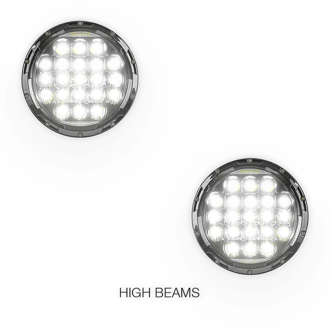 Jeep Wrangler TJ (1997 - 2006) 7" Round LED Headlights LH + RH - Image 3