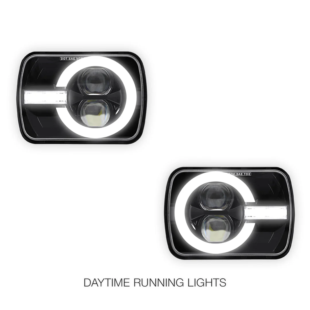 Jeep Wrangler YJ (1987 - 1995) LED Headlights Halo DRL  LH + RH - Image 2