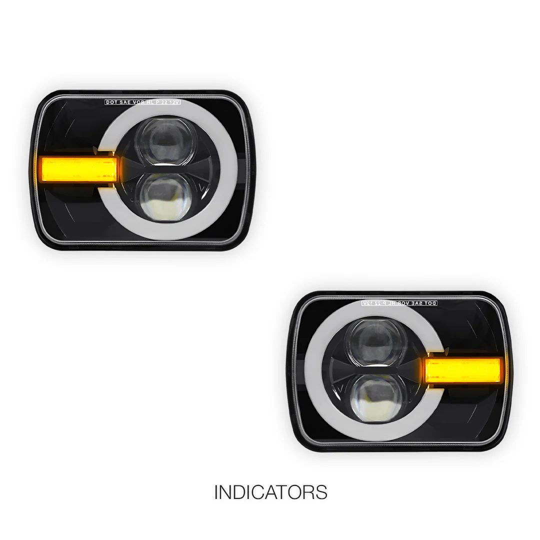 Jeep Wrangler YJ (1987 - 1995) LED Headlights Halo DRL  LH + RH - Image 3