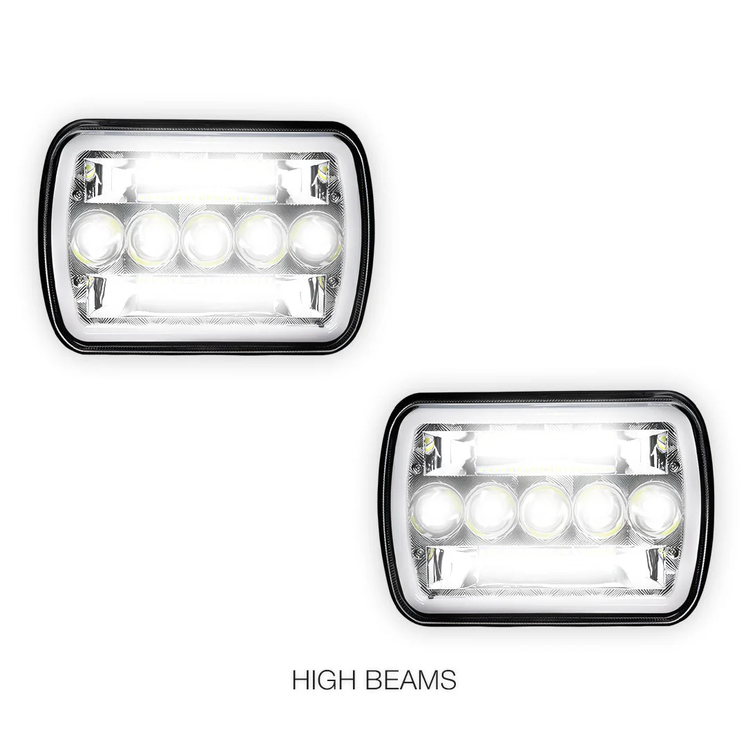 Jeep Cherokee XJ (1984 - 2001) LED Headlights Halo DRL LH + RH - Image 23