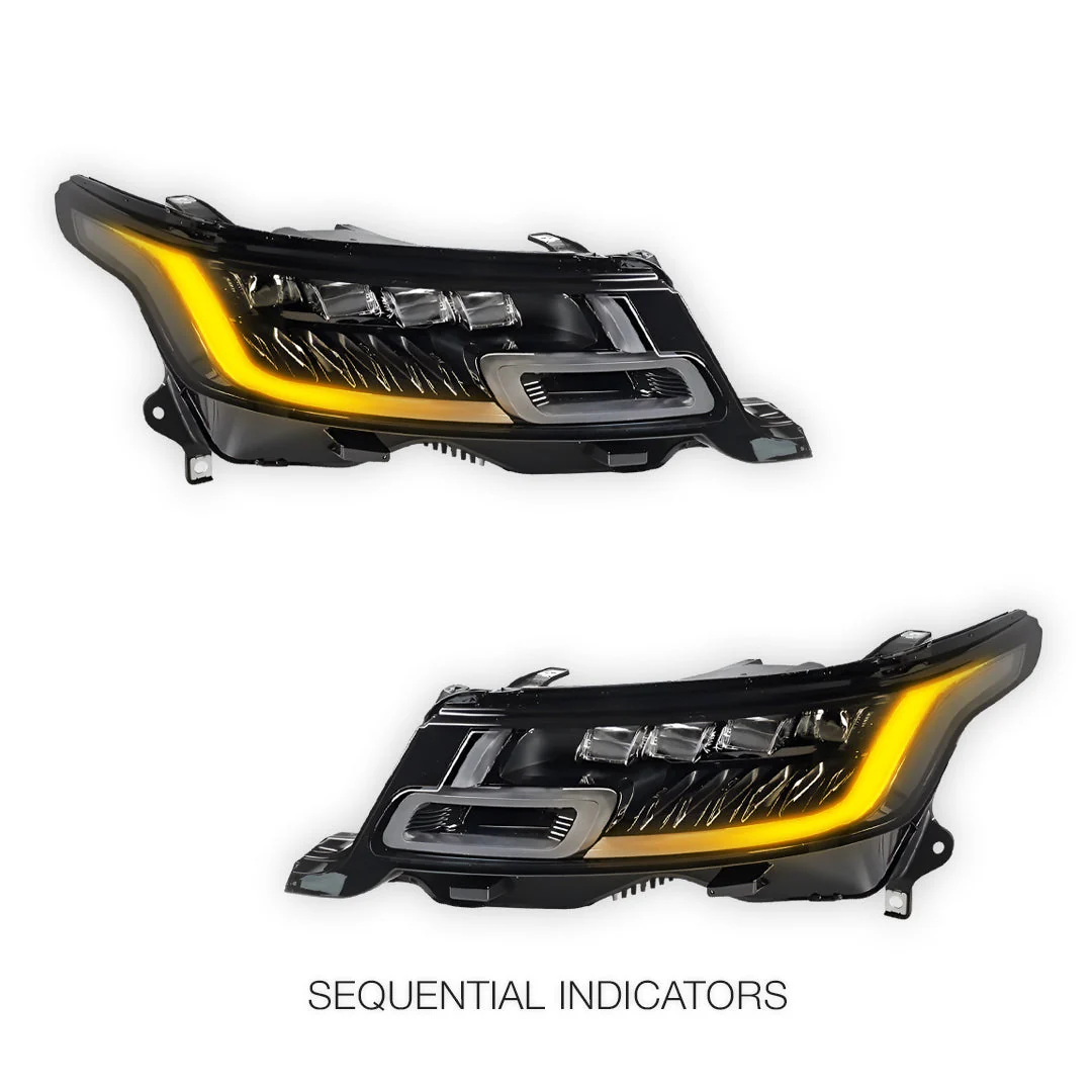 Land Rover Range Rover Sport L494 (2013 - 2017) SVR Style Full LED Head lights with Sequential Indicators LH + RH - Image 4