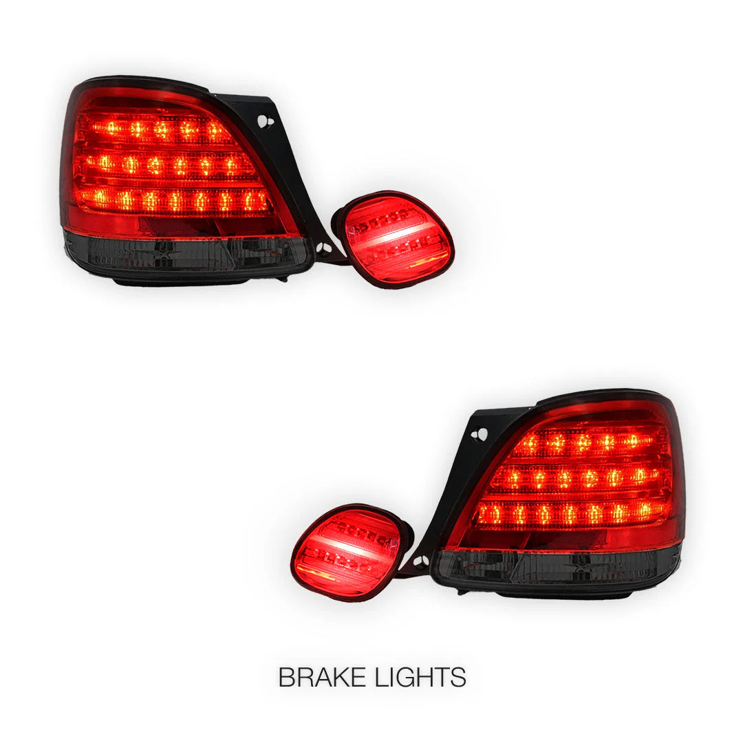 Lexus GS S160 (1998 - 2005) Smoked Red LED Tail Lights with Trunk Lights LH + RH - Image 4