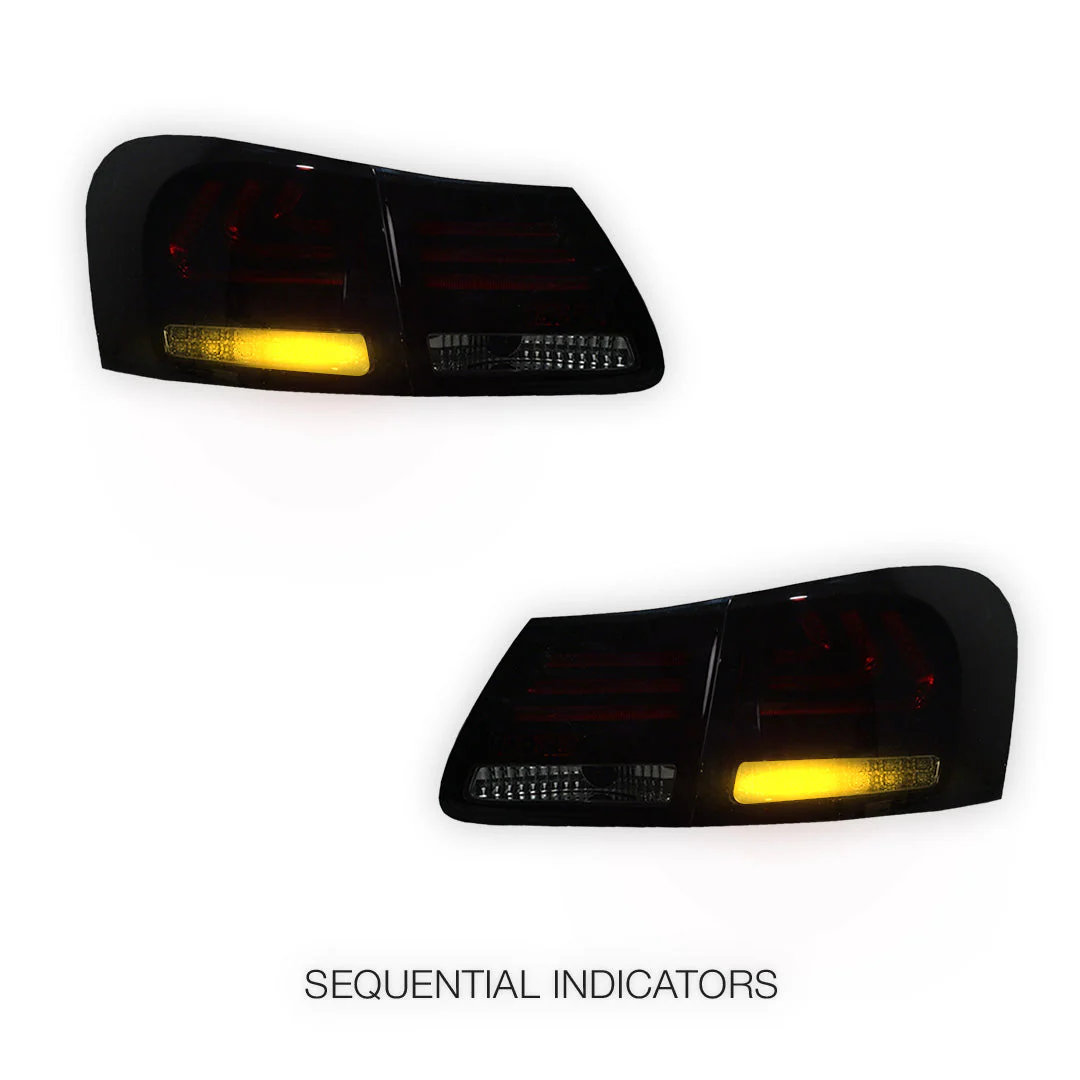 Lexus GS S190 (2005 - 2010) Smoked Red Sequential 3D LED Stripe Bar Tail Lights LH + RH - Image 3