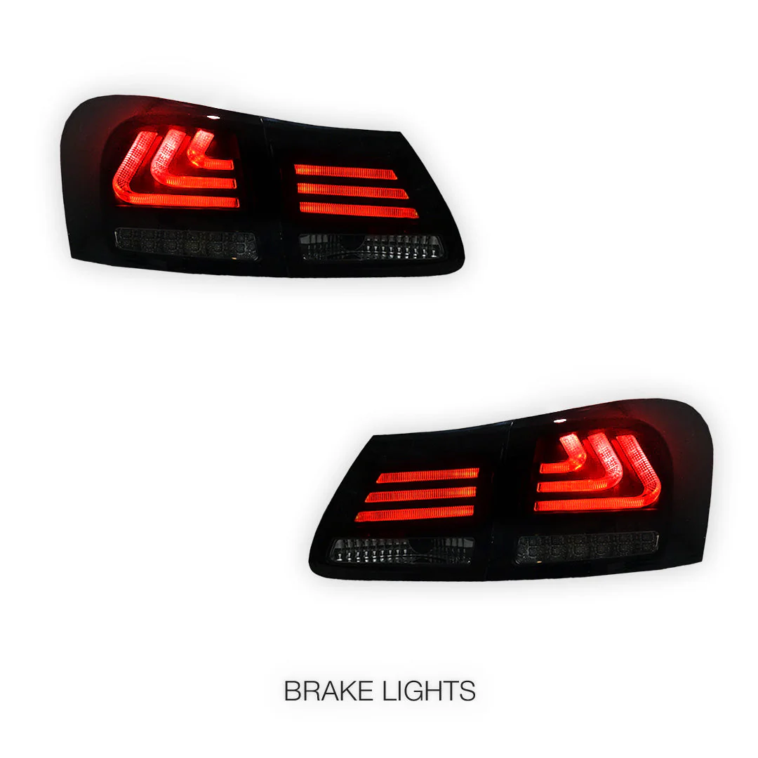 Lexus GS S190 (2005 - 2010) Smoked Red Sequential 3D LED Stripe Bar Tail Lights LH + RH - Image 4